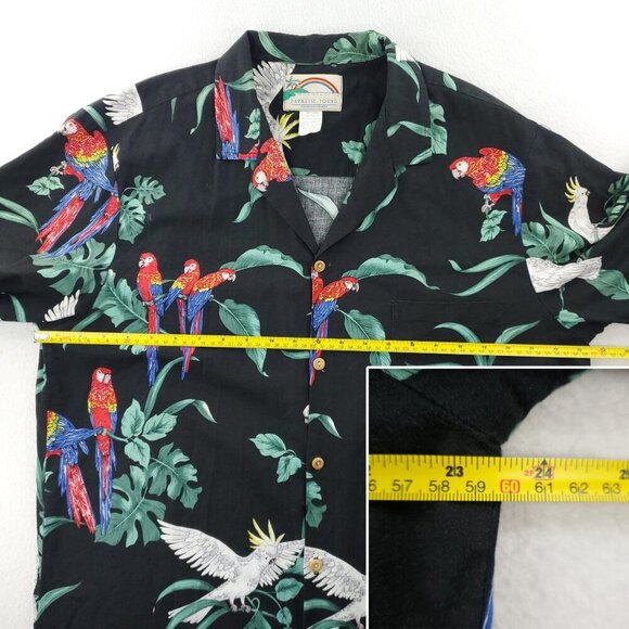 Paradise Found Vintage Hawaiian Shirt Parrots Birds Cotton Made USA Men's XL - Picture 9 of 12
